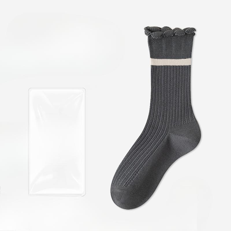 

Женские осенние носки-трубы из чистого хлопка с кружевом, дышащие, влагоотводящие, дезодорирующие 1 pair