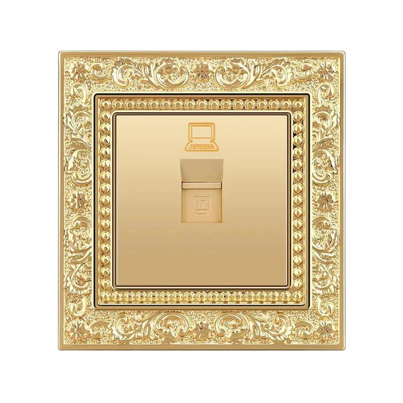 Luxury Vintage Push Button Switch 1/2/3/Gang 2Way,EU France Standard Copper Wall socket,Universal Light Home Switch Power Outlet