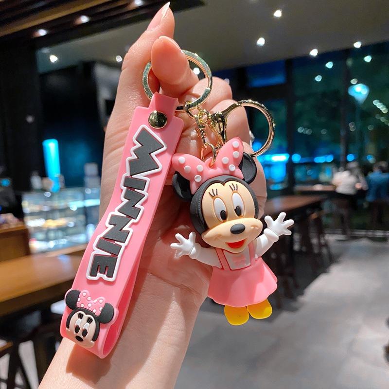 Anime Mickey Keychain Cartoon Stitch Cute Minnie Keyring Student Bag Hanging All-match Car Key Chain Christmas Gifts