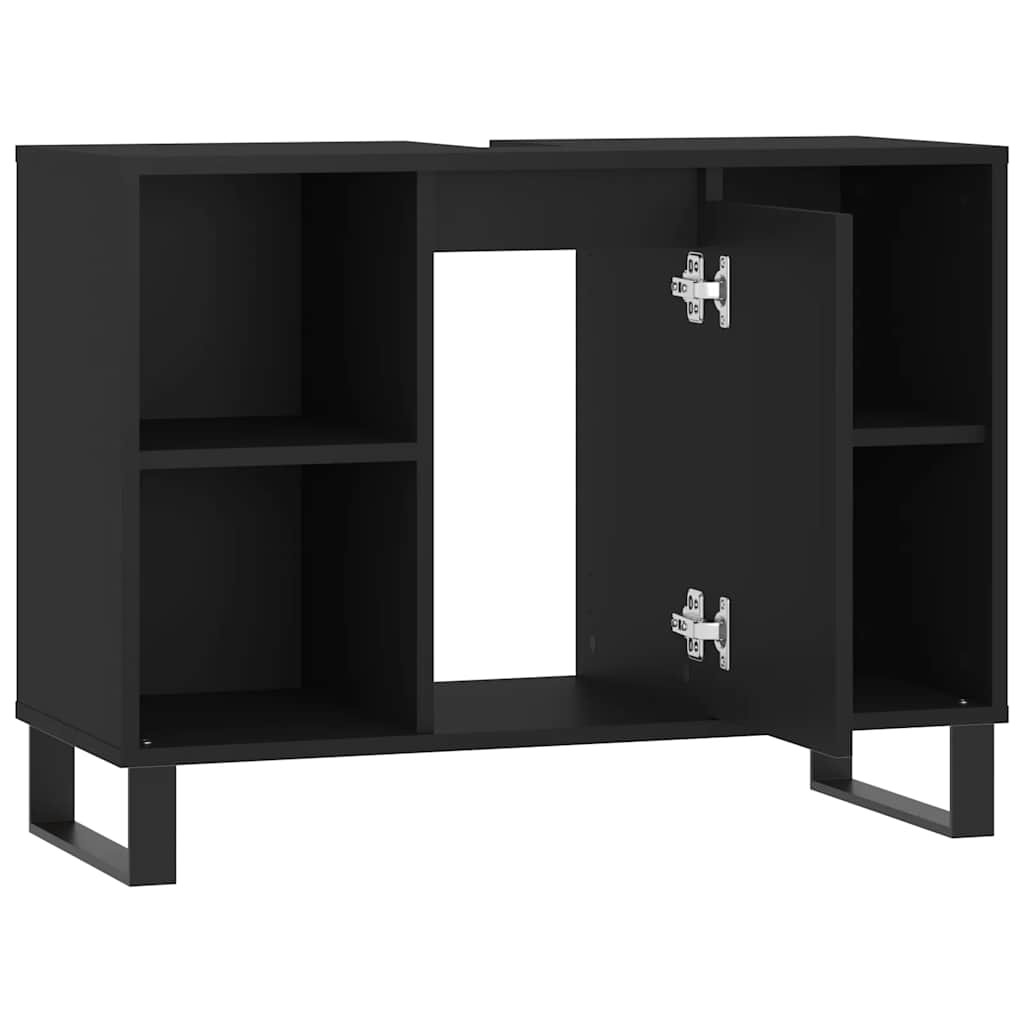 Minimalistischer quadratischer Badezimmerschrank mit zwei offenen Regalen an den Seiten, multifunktionaler Stauraum, 80x33x60 cm