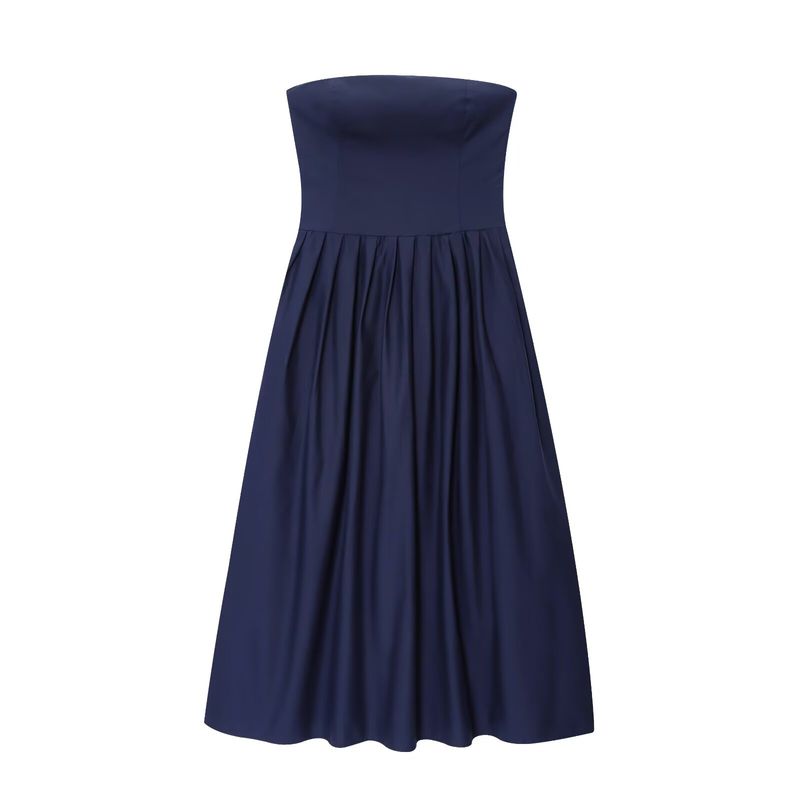 Kaslead New Women Clothes Western Style Fashion Simple Poplin Tube Top Dress 4661219