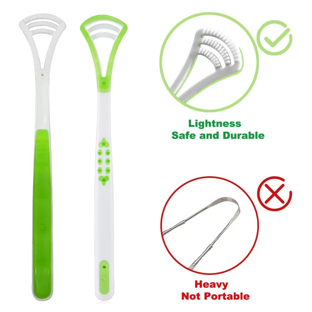 Zungenreiniger Wiederverwendbare Mundgesundheits-Reinigungsbürste, Verhindert Belag auf der Zunge, Reinigt Speisereste, Geeignet für Erwachsene