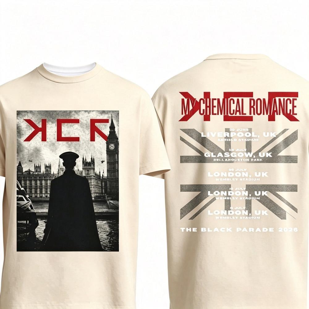 Vintage London Scene Graphic Tee Retro City Tour Print Casual Short Sleeve Crew Neck TShirt For Daily Street Wear