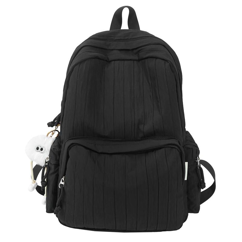 

Однотонный школьный рюкзак для женщин, большой емкости, студенческий рюкзак Large чёрный