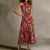 European and American Summer Long Dress New Bohemian Vacation Print Neck Sleeveless Long Dress