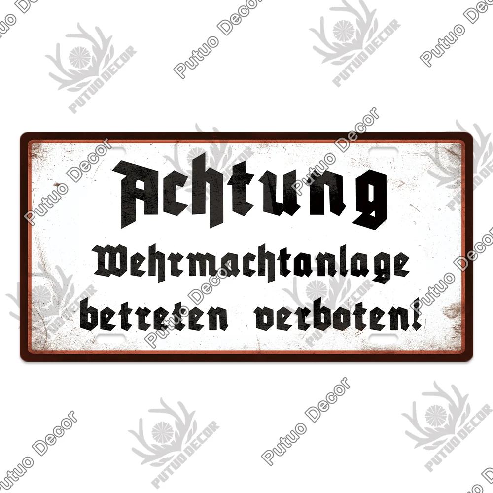 Putuo Decor Deutsche Kriegsgeschichte Vintage Metallschild mit Nummernschild-ähnlichem Design - Ideal für Garagen- und Heimwanddekoration