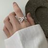 925 Sterling Silver Simple Ring For Women Fine Jewelry Finger Adjustable Open Vintage Hollow Bow Ring For Party Birthday Gift
