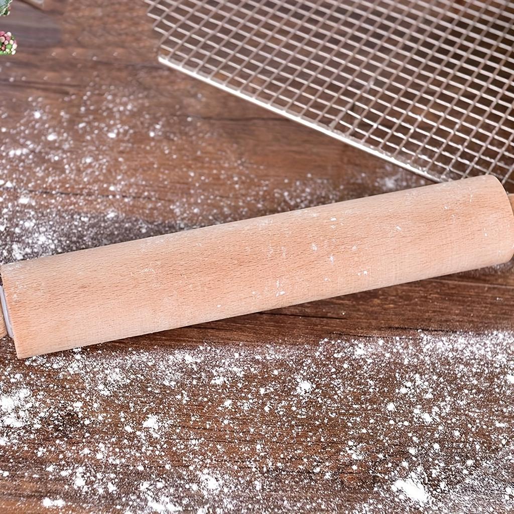 1 Stück Klassischer Holz-Nudelholz mit Teigmatte, Schwer zum Ausrollen von Teig für das Backen, Weihnachts-Erntedank-Muttertags-Backgeschenk