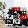 Soccer Theme Printed Blanket - Perfect for Couch, Bed, Travel & Outdoor Use | Machine Washable, Cozy & Durable.