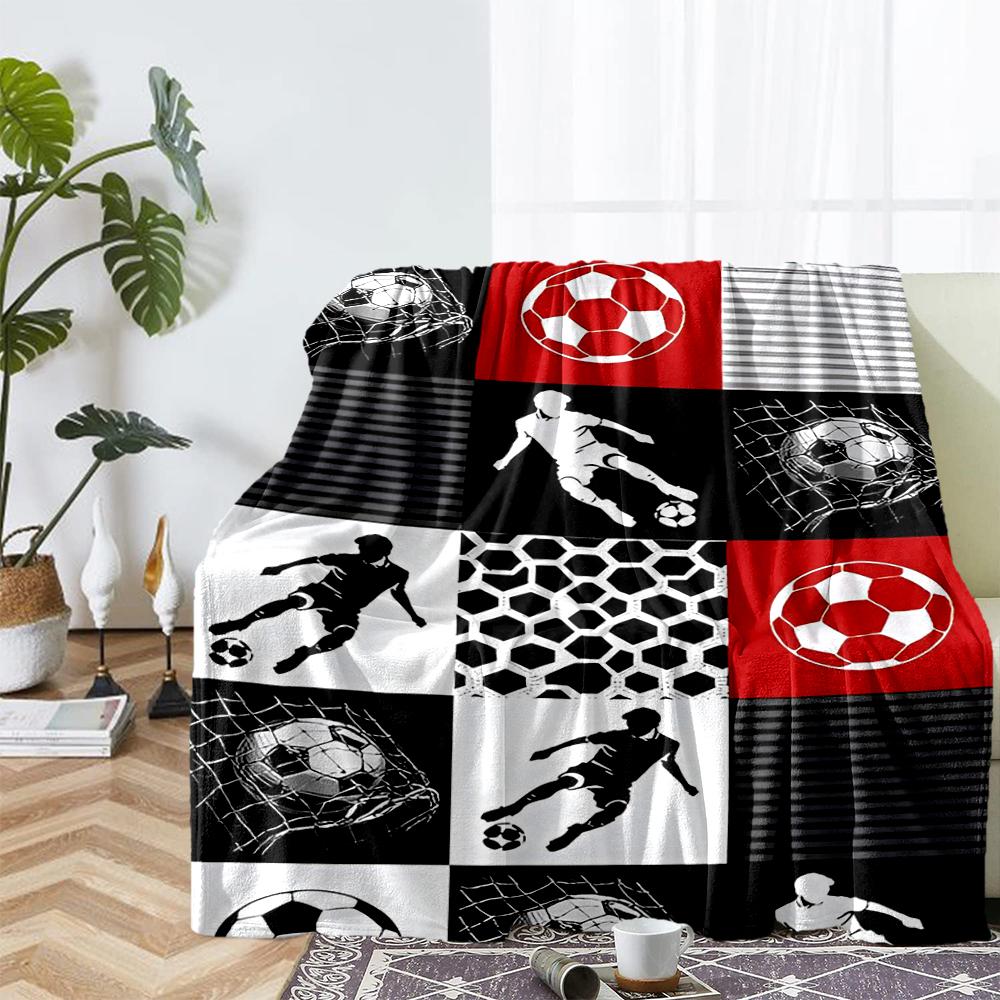Soccer Theme Printed Blanket - Perfect for Couch, Bed, Travel & Outdoor Use | Machine Washable, Cozy & Durable.