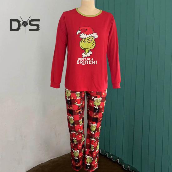 2ks/sada Vánoční rodinný pyžamový set Ladící vánoční noční prádlo Rodinný sváteční noční set Kreslený design Pár Oblečení