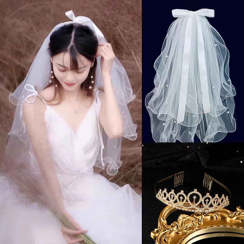 Golden Crown Veil Set: Bridal Hair Accessories & Wedding Photo Prop