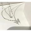 Elegant Necklace For Women Butterfly Necklace Shiny Double Clavicle Chain Pendant Anniversary Gift Jewelry Collares