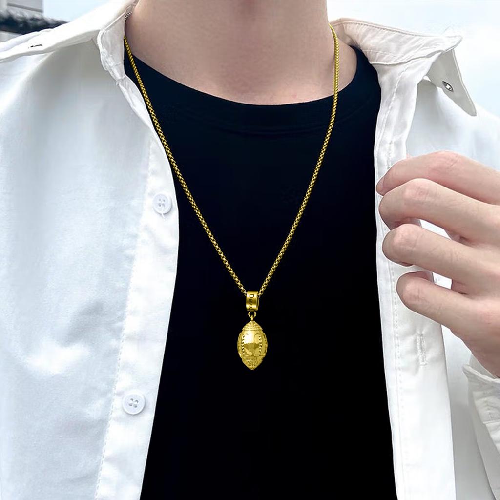 Customizable nameTrendy Football Link Chain Soccer Charm Necklace Pendant Gold Color Sport Ball Jewelry Men Boy Children Gift