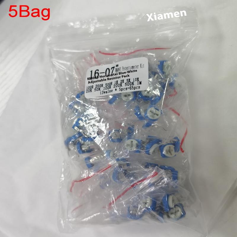 65PCS Trimming Potentiometer RM-065 Top Adjustment 100R-1M RM065 WH06-2 Variable Resistors Assorted Kit 13Type