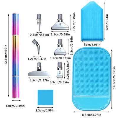 Double-headed Aluminum Alloy Diamond Painting Tool Dot Drill Pen Kits With 6pcs Metal Pen Head Set Diamond Embroidery Accessory
