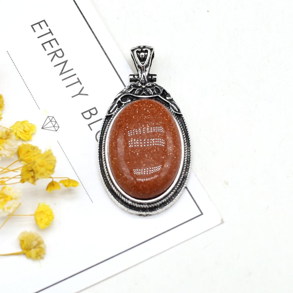 Colgante de piedra natural Collar de estilo vintage Joyería de moda Forma ovalada Gargantilla de aleación Cuarzo rosa Ópalo Jade malasio Ideas de regalos Regalos para amantes