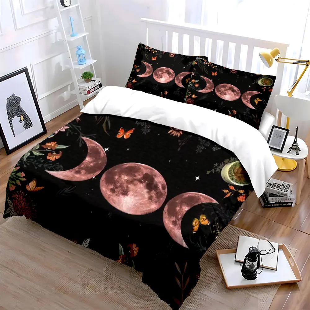 Moon Phase Tapestry Three-Piece Set Soft Comfortable Duvet Cover Bedding Set Included 1*Duvet Cover & 2*Pillowcases Gift