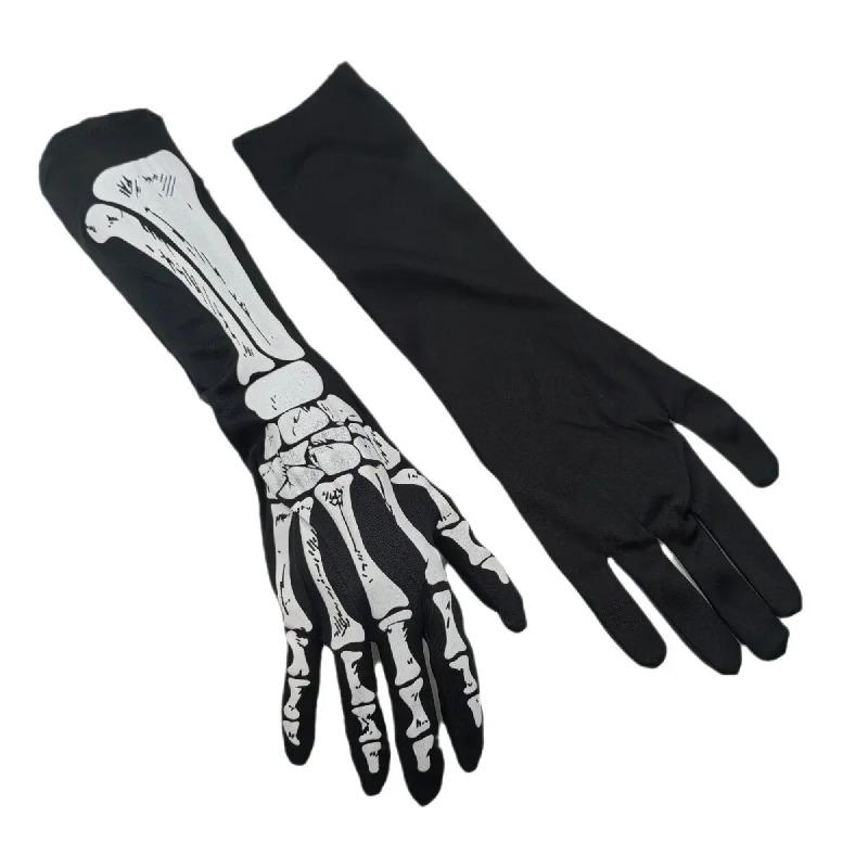 Halloween Skeleton Skeleton Gloves Trick Dark Wind Convex Gloves Skeleton Ghost Festival Costume Performing A Masquerade Ball чёрный