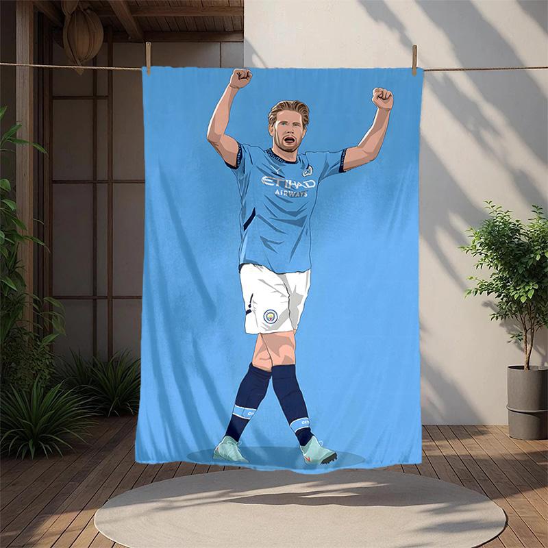 Kevin De Bruyne Flannel Blanket Soft Warm All-Season Throw, Design for Camping, Car Travel, Hiking Sofa, Bed, Office Perfect Gift for Parties
