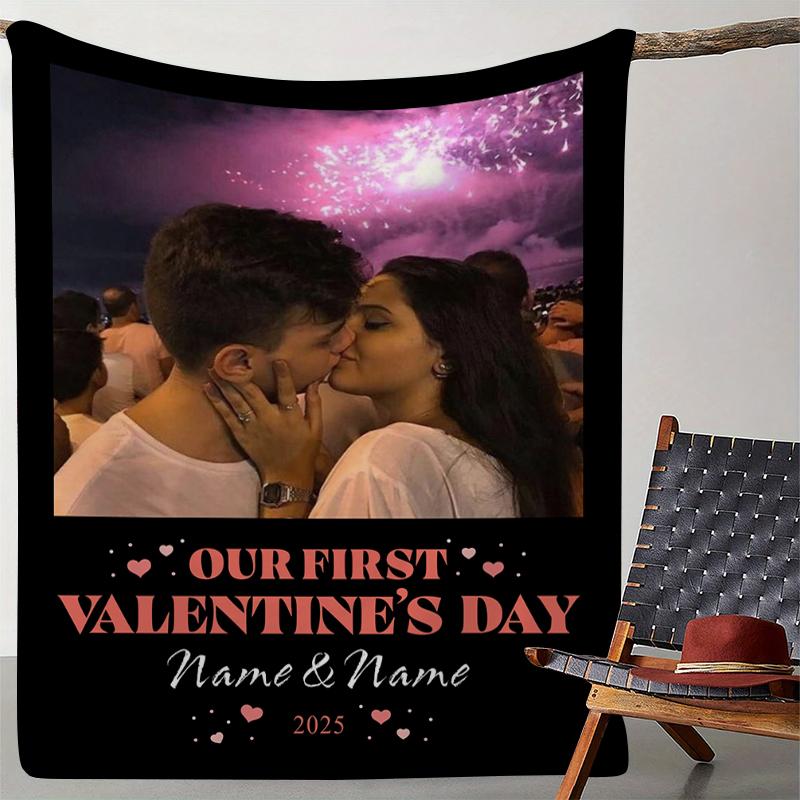 

Valentine s Day gift Custom Blanket With Photo Name Personalized Blanket Custom Gift Blanket Soft For wife Boyfriend Girlfriend Flannel 75 x 100