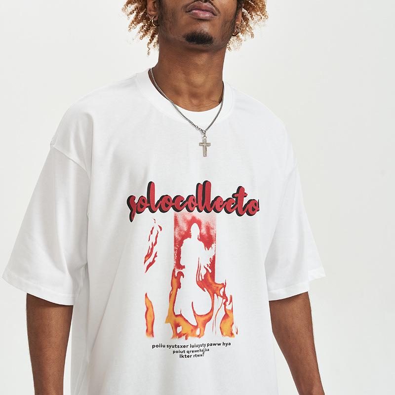 Spring and Summer Short-sleeved T-shirt Men's High Street Trendy Loose Half-sleeved T-shirt Men's Clothes Tops