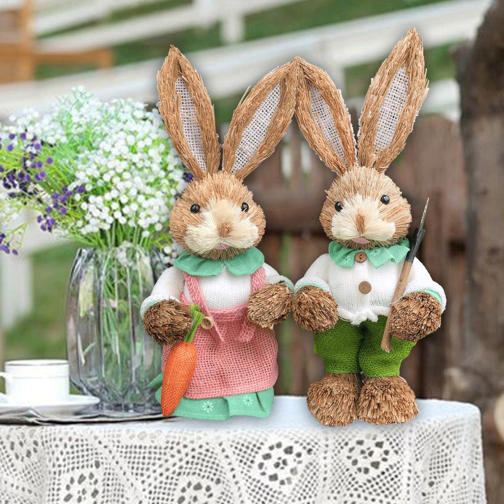 2x Rabbit Sculptures Easter Gifts Bunny Figurines for Indoors Room Bookshelf 35CM