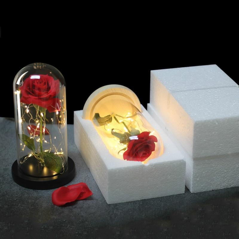 Flannel Rose LED Glass Cover Simulation Gold Foil Rose Flower Lighting Simulation Flower Decoration Light Night Light  Valentine's Day Gift