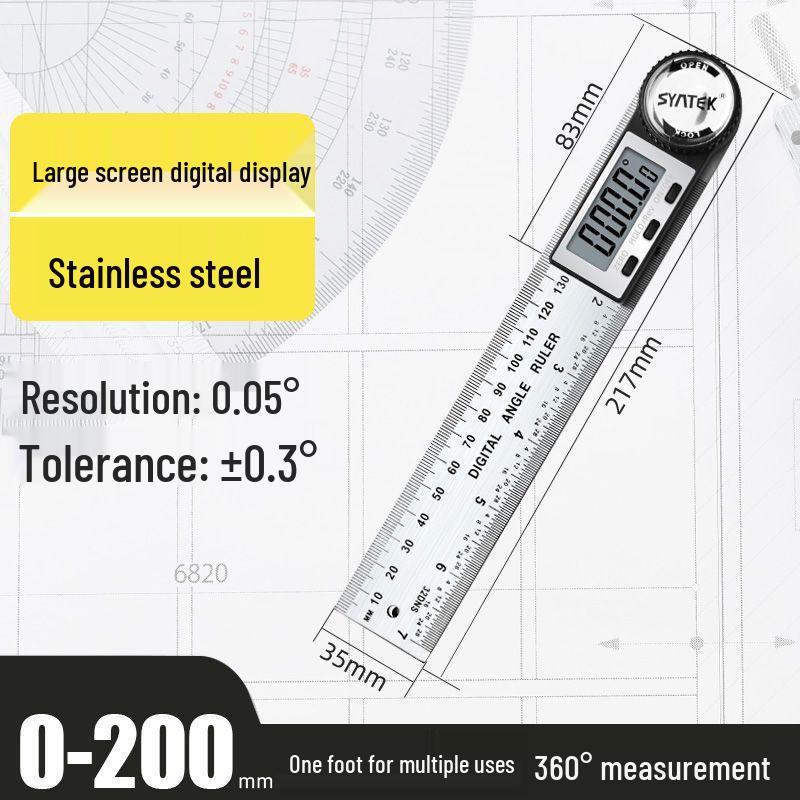 High-Precision Digital Angle Ruler & Protractor, Universal 360°/45°/Right Angle for Woodworking
