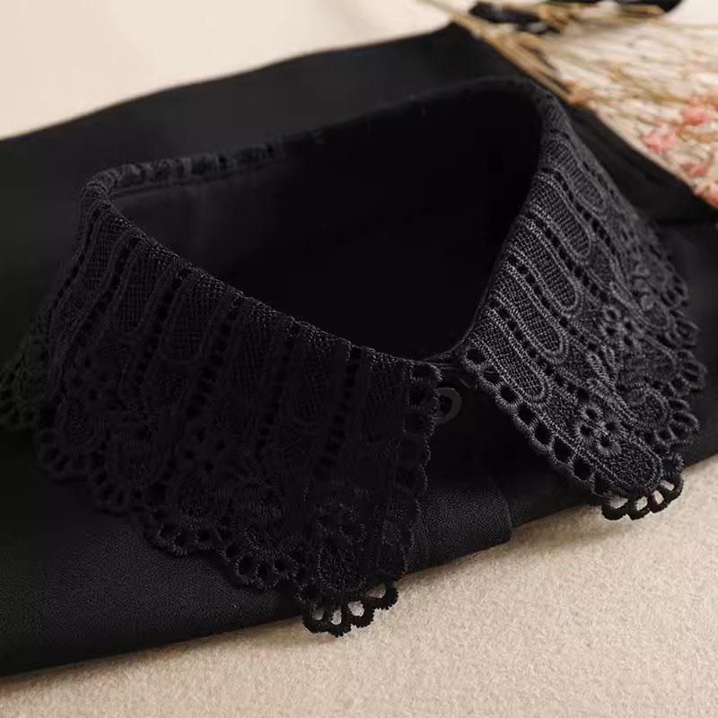 Elegant Lace Fake Collar Shirt White Chiffon Detachable Collar Fake Women False Collars Woman For Ladies Sweater Half Shirt Tie