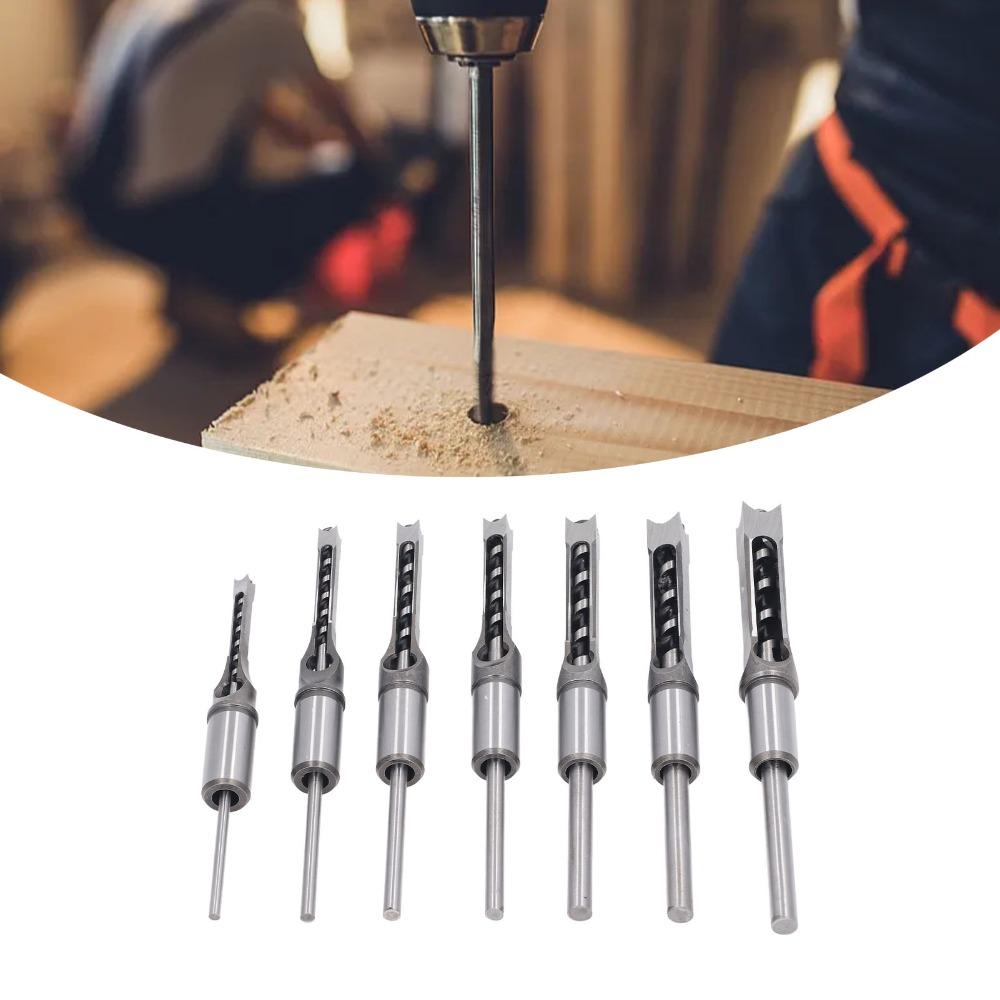7pcs 1/4in 5/16in 3/8in 2/5in 1/2in 9/16in 5/8in Square Hole Drill Bit Woodworking