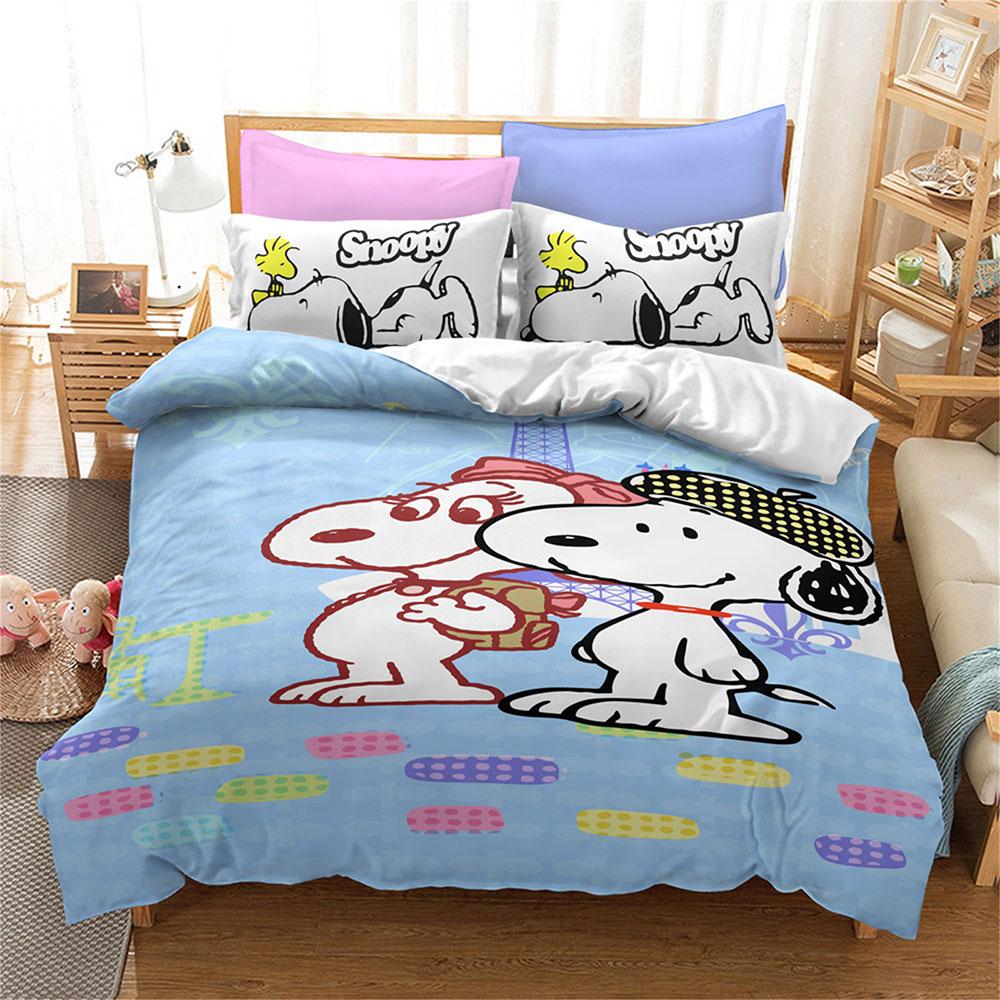 Cartoon Snoopy Bedding Sets 3D Print Comforter Cover Bed Cover Duvet Cover Pillow Case 2-3 Pieces Sets Kids Adult Size