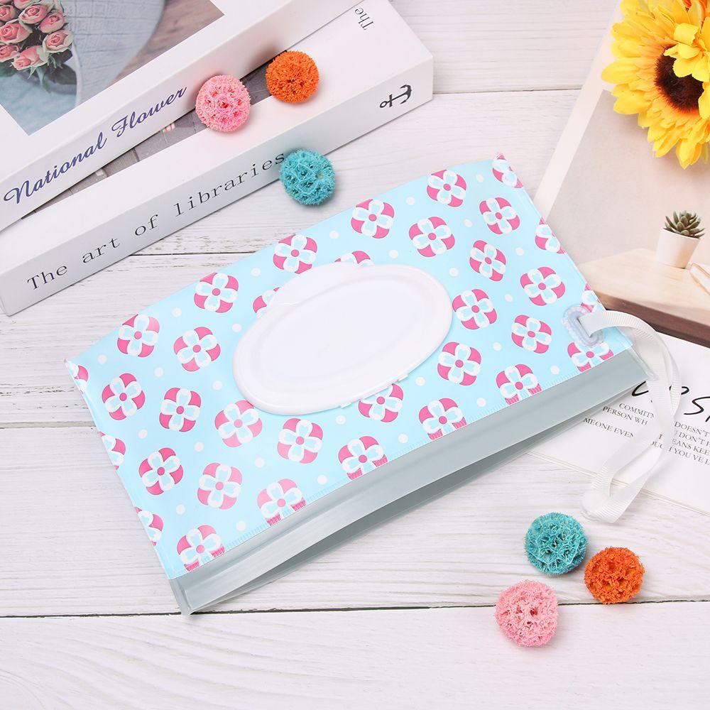 1pcs Fashion Cute Snap-Strap Flip Cover Carrying Case Portable Wet Wipes Bag Cosmetic Pouch Stroller Accessories Tissue Box