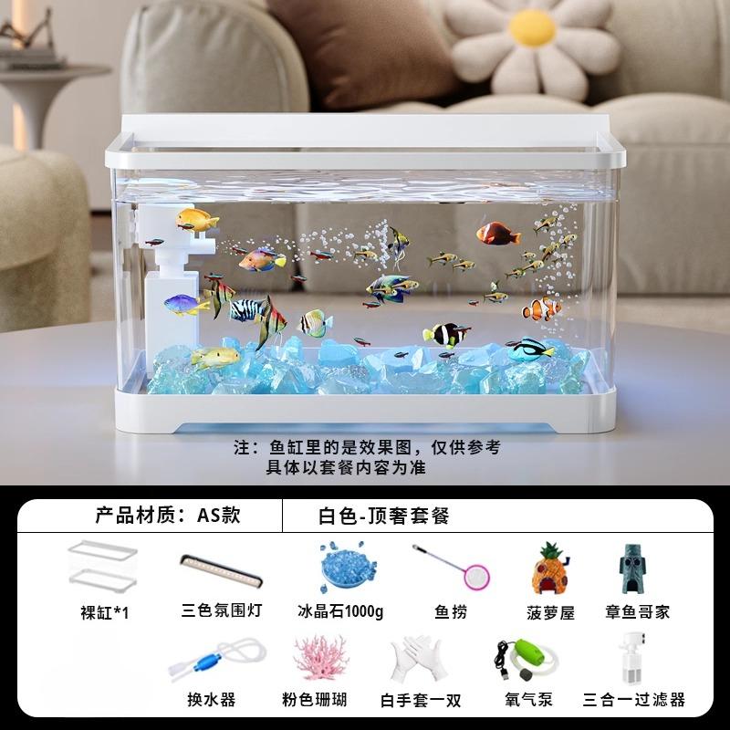 2026 Desktop-Aquarium mit Licht Kleiner Fischbehälter für Wohnzimmer Ökologische Landschaft Goldfischglas All-in-One Kompaktes Aquarium Dekor
