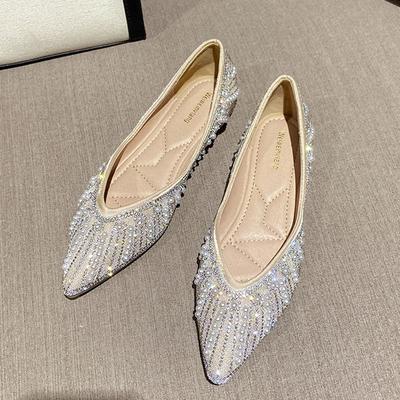 Glitter Crystal Pearl Ballet Flat Shoes Women Pointed Toe Slip On Loafers Cozy Shallow Ladies Ballerina Flats Moccasins WSH5187