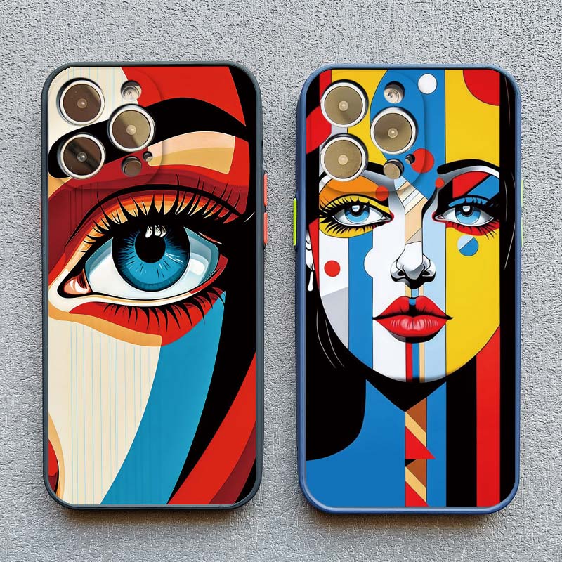 Art Painting Portrait Close-up Phone Case For iPhone 16 13 11 12 14 15 Pro Max Mini XR XS X 15 14 7 8 Plus SE2 Back Cover Funda
