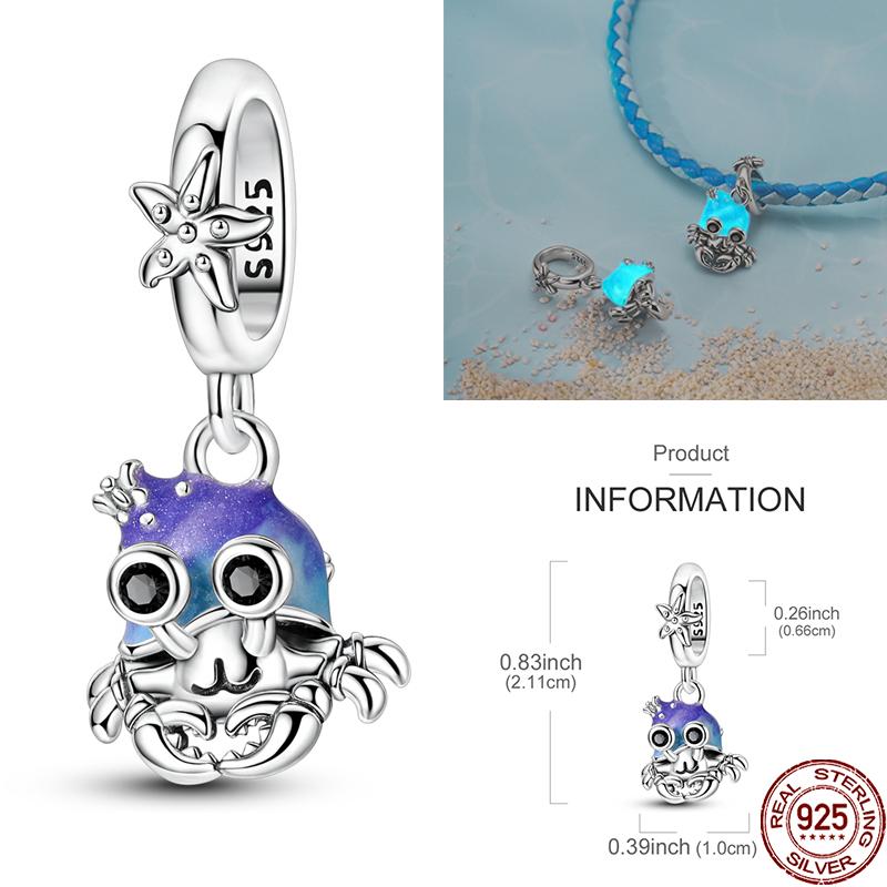 Summer Ocean Series Bead Components Copper Metal Turtle Charm Bead Components Blue Heart Dangle Designed For Women Compatible With Authentic Original