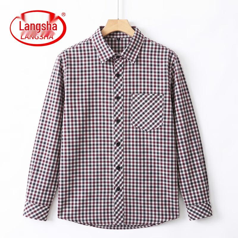 Langsaha Women's Loose-Fit Plaid Long-Sleeve Casual Shirt