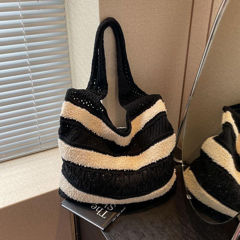 Woven Beach Straw Tote Bag - Versatile Large Capacity Vacation Shoulder Hollow Out Beach Bag