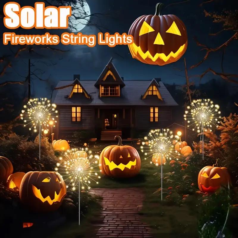 Solar Garden Lights 200LED Waterproof Outdoor Lighting with Installation Hardware Firework Lights for Pathway Lawn Christmas