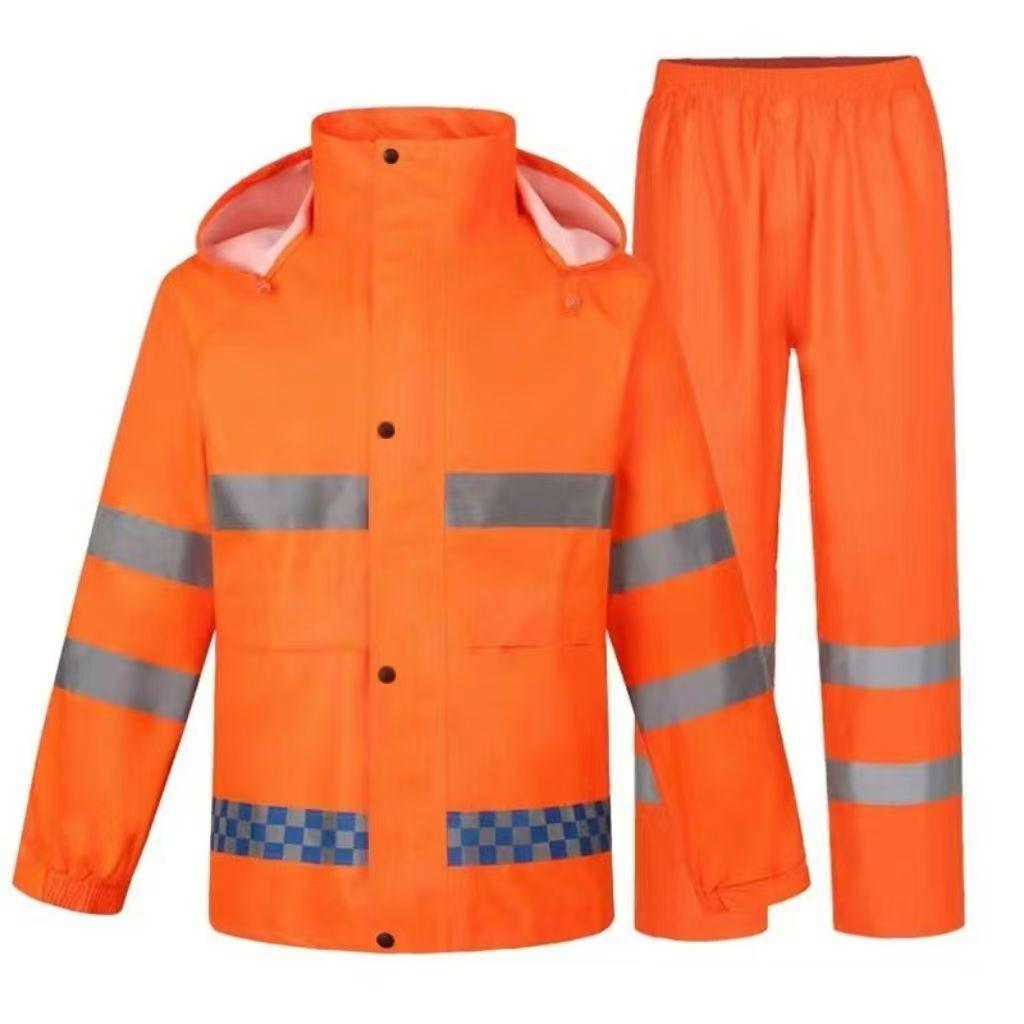 High-Visibility Raincoat & Pants Set for Traffic Safety & Rescue Duties