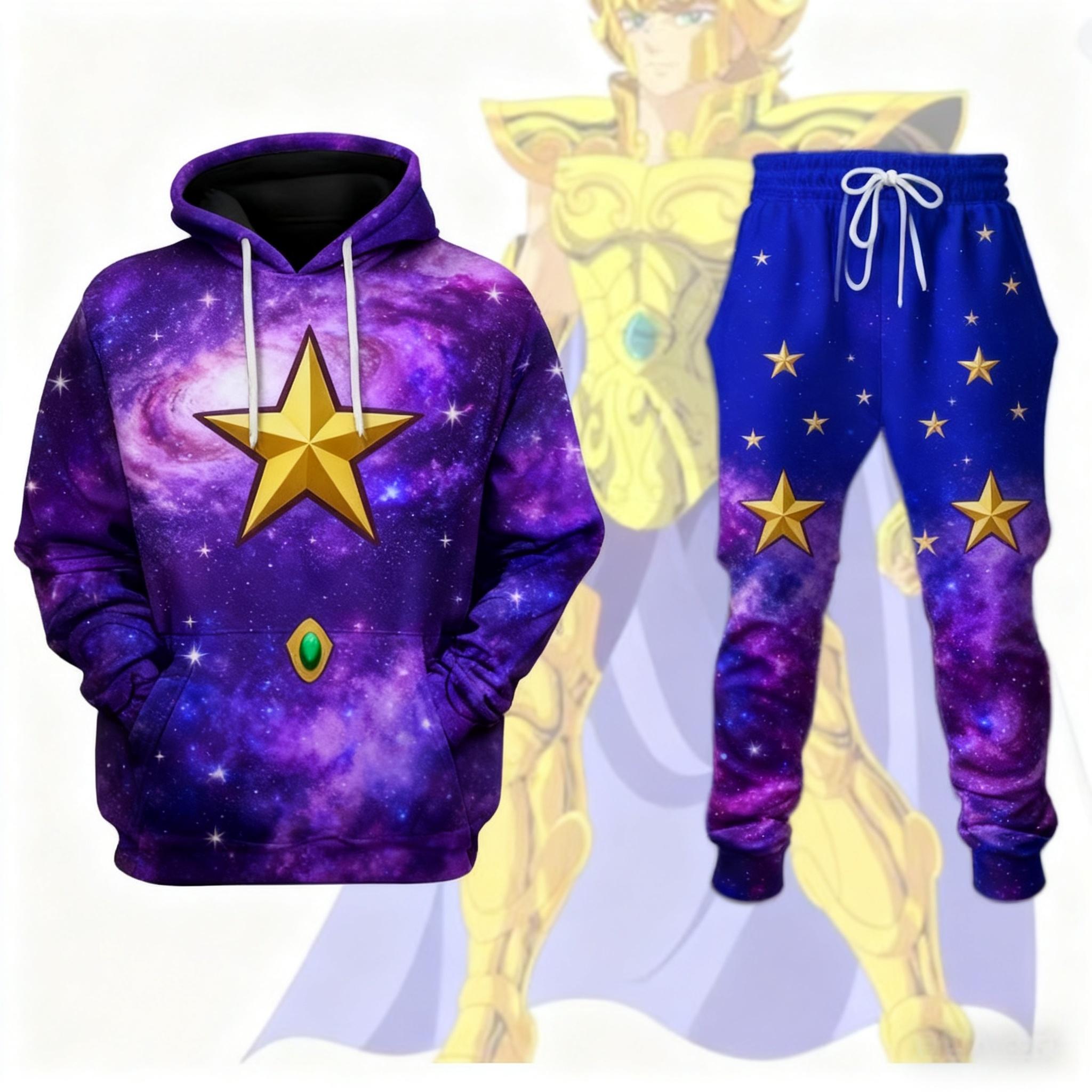 

Popular Cosplay Anime Saint Seiya printed hoodies pants sets 3D Street Harajuku Tracksuit sets Men s Sports jogging Set L
