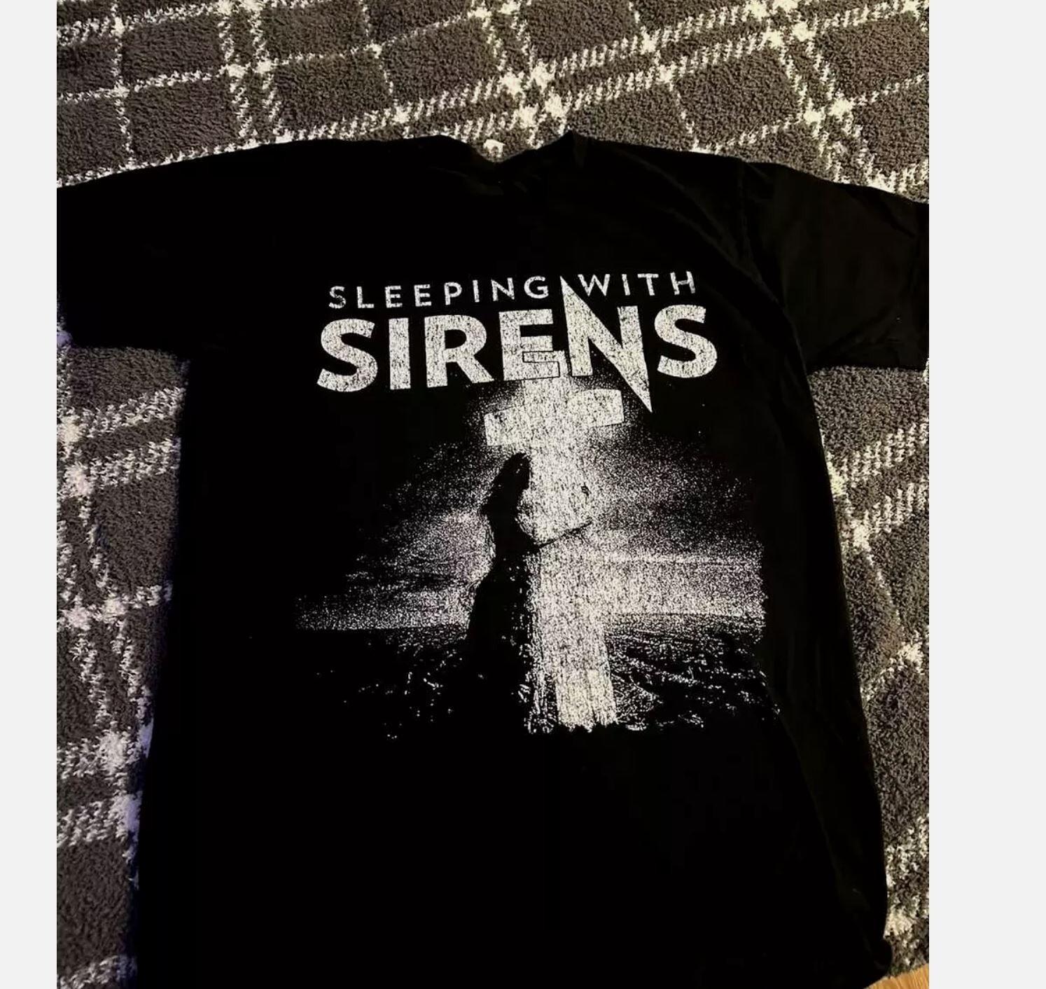 Hot Sleeping With Sirens Band Full Size Black 100_ Cotton Shirt XXL