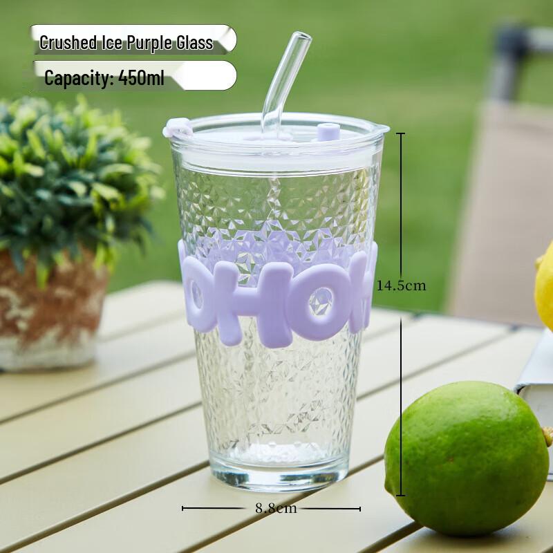 Light Luxury Portable Glass Cup with Straw