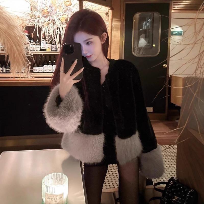 New Imitation Fox Fur Women's Light Winter Small Black Fur Coat Thousand Gold Wind Imitation Mink Coat