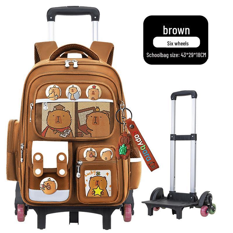 « Cartables à roulettes de grande capacité pour les élèves de 2e, 3e et 6e année - Conception Card Bara pour réduire la charge de transport »