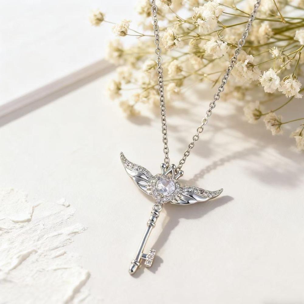 

Любов Крила Магічний Ключ Цирконієве Намисто Жіноча Мода Титанова Сталь Ланцюжок на Ключицю Легкий Розкішний Стиль
