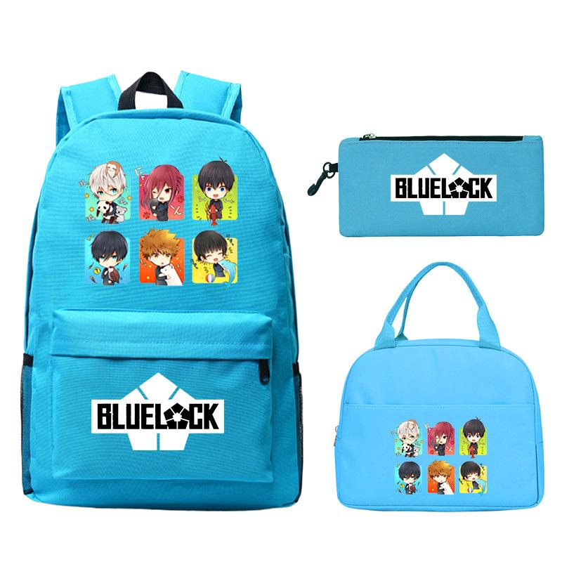 3 Piece School Backpack Set for Students Large Capacity Oxford Cloth Schoolbag with Shoulder Strap and Pencil Case