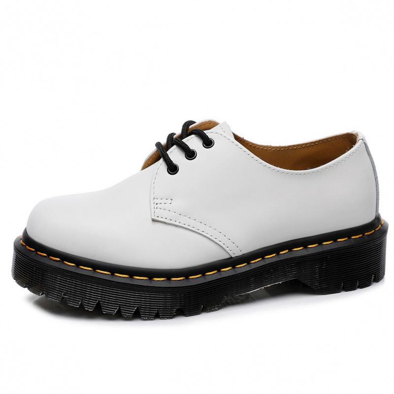 1. Thick-soled hole small leather shoes women, low-top leather round toe, casual students, thick pine 34