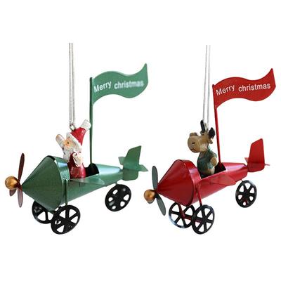 1ks Retro Železný Vánoční Přívěsek Antický Styl Santa Claus Letadlo Vánoční Stromek Závěsná Dekorace Ozdoby Párty Dekor